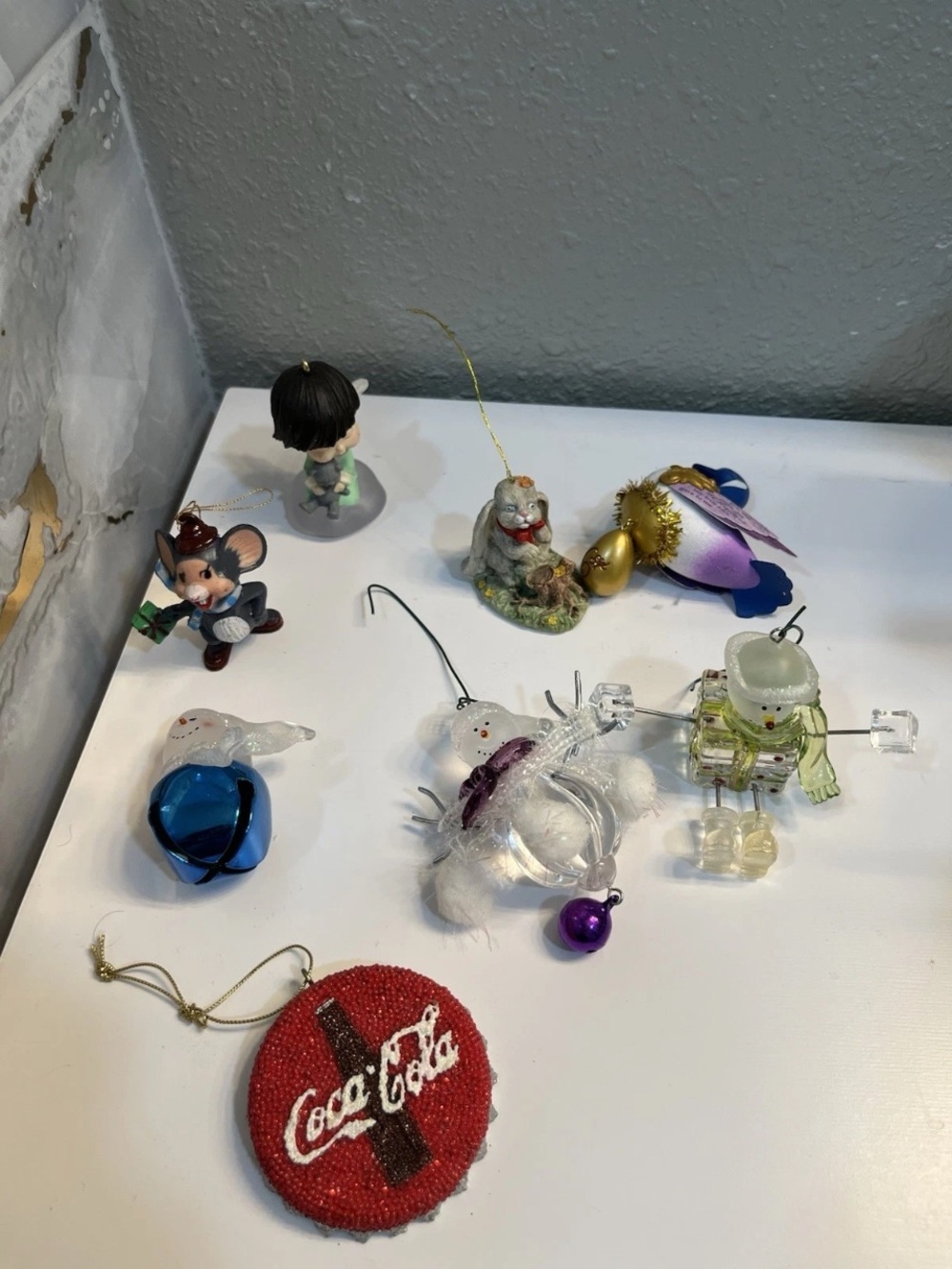 Lot Of 8 Christmas Ornaments Misc. Coca Cola Snow Men Goose